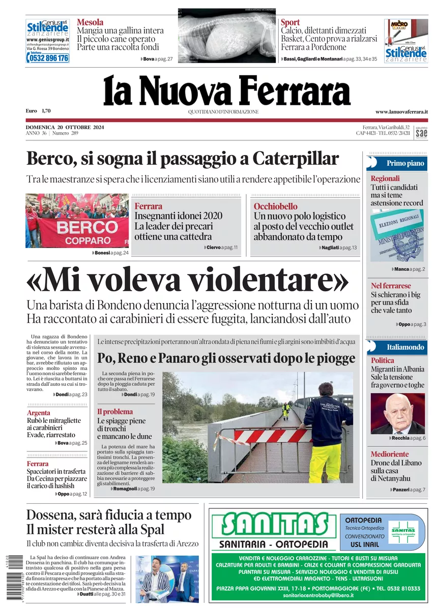 Prima-pagina-nuova ferrara-oggi-edizione-del-2024-10-20